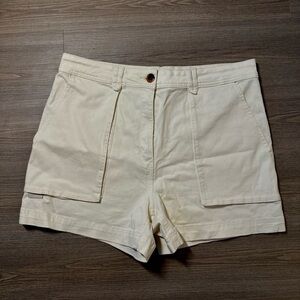 H&M off white high waist shorts, size 12